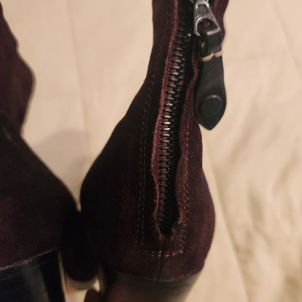 Rag & Bone Boots Newbury Classic Suede Burgundy, Reddish Brown Sz 39.5 / 9.5 EUC